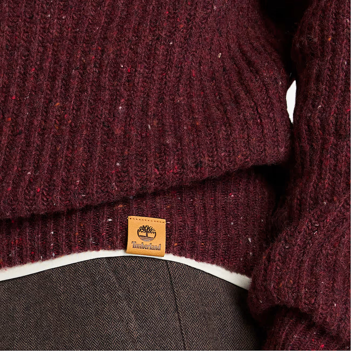 Maglione Girocollo Chunky Da Uomo In Bordeaux