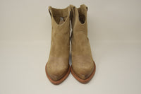 Stivale Texano Basso In Camoscio Beige