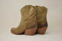 Stivale Texano Basso In Camoscio Beige
