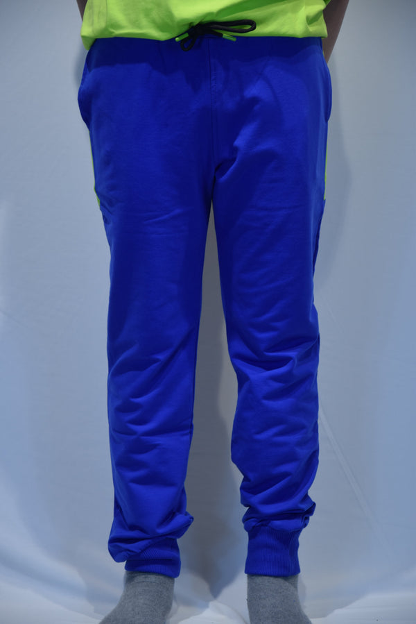 Pantalone Felpa Con Inserti A Contrasto Indaco/Lime
