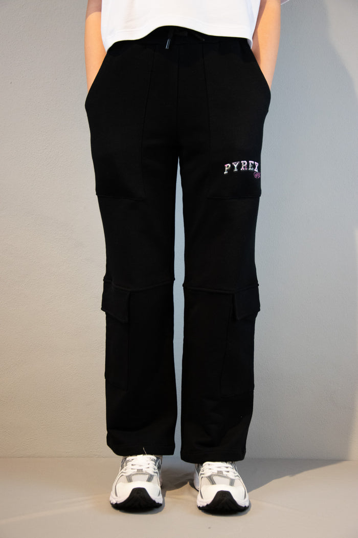 Pantaloni Cargo Felpa Ragazza nero