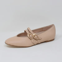 Ballerina Beige Con Doppio Cinturino