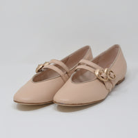Ballerina Beige Con Doppio Cinturino