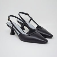 Slingback Con Tacco Nappa Nero