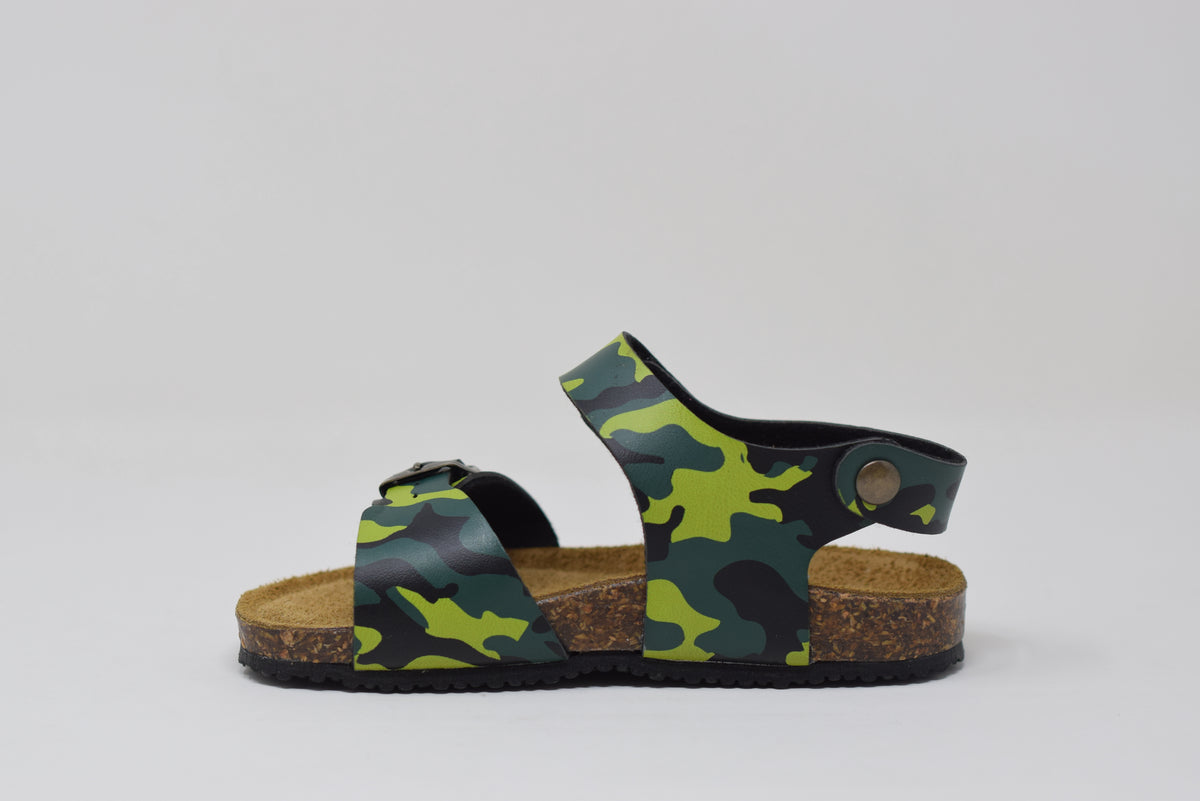 Sandalo Strappo Bambino Verde Camo