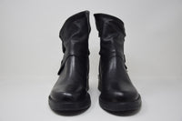 Stivaletto In Pelle Con Fibbie Nero