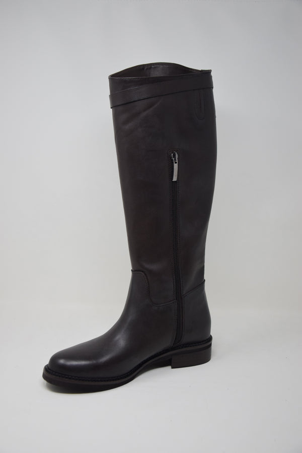 Stivale Alto In Pelle Marrone Con Fibbia