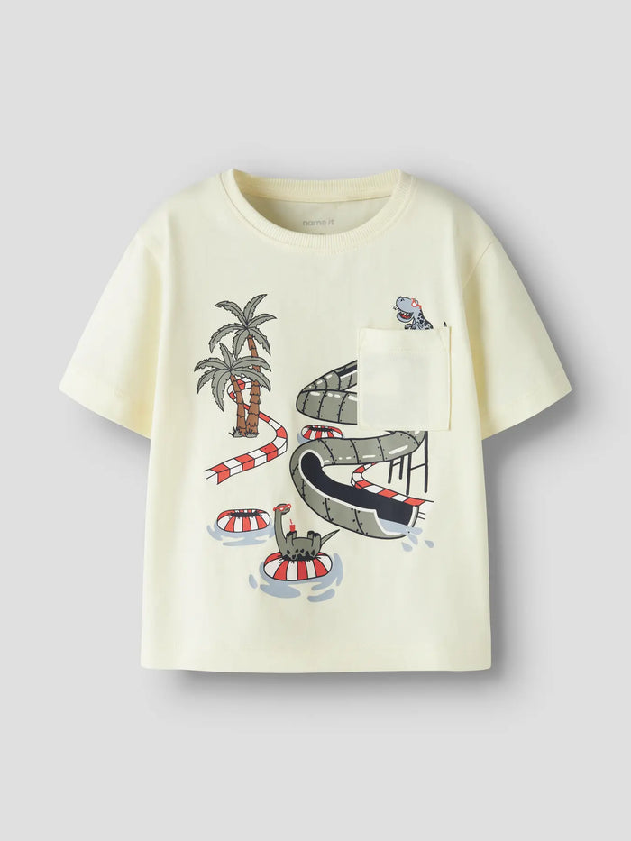 T-Shirt Bambino Giallo Crema Dino-Slide