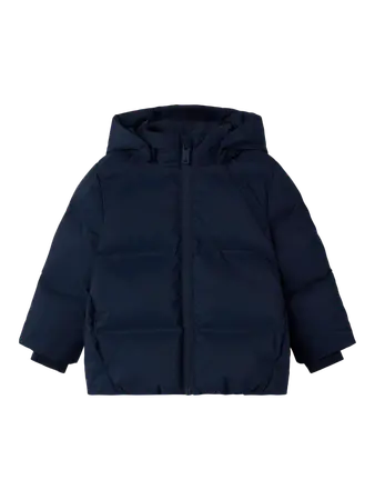 Giacca Imbottita Da Bambina Con Cappuccio Blu Notte
