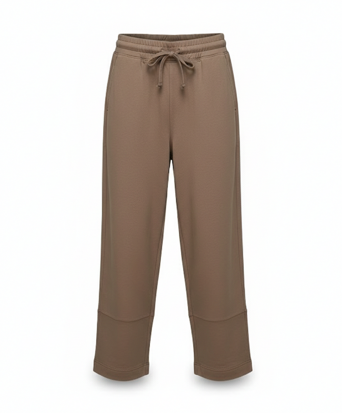 Pantaloni Jogger a Gamba Larga Color Marrone