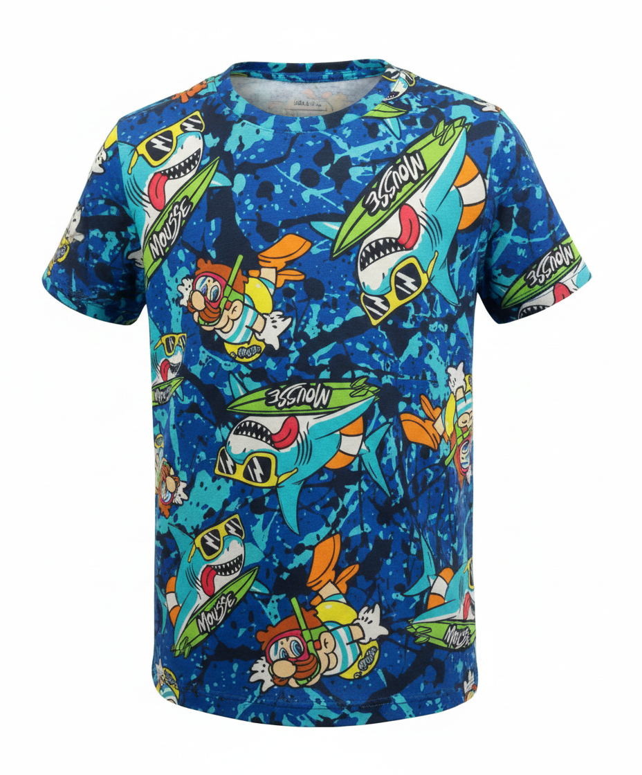 T-Shirt Blu Tema Swimshark