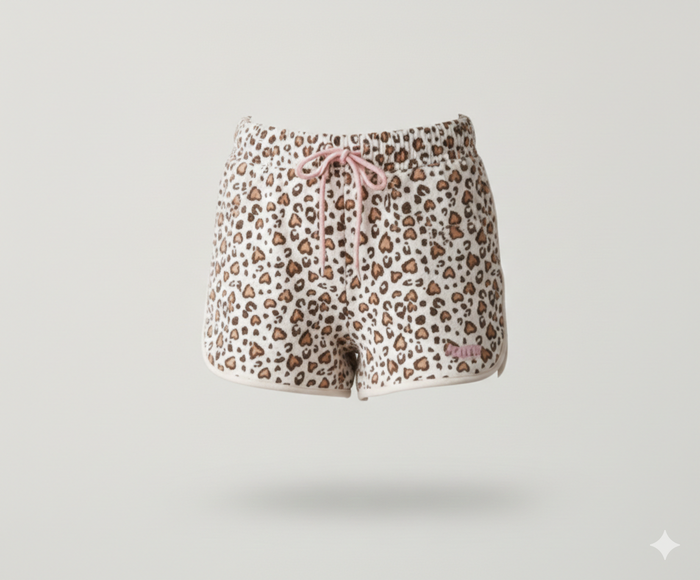 Shorts Sportivi Leopardati con Coulisse Rosa