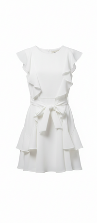 Vestito Bianco Elegante Con Maniche Ad Ala