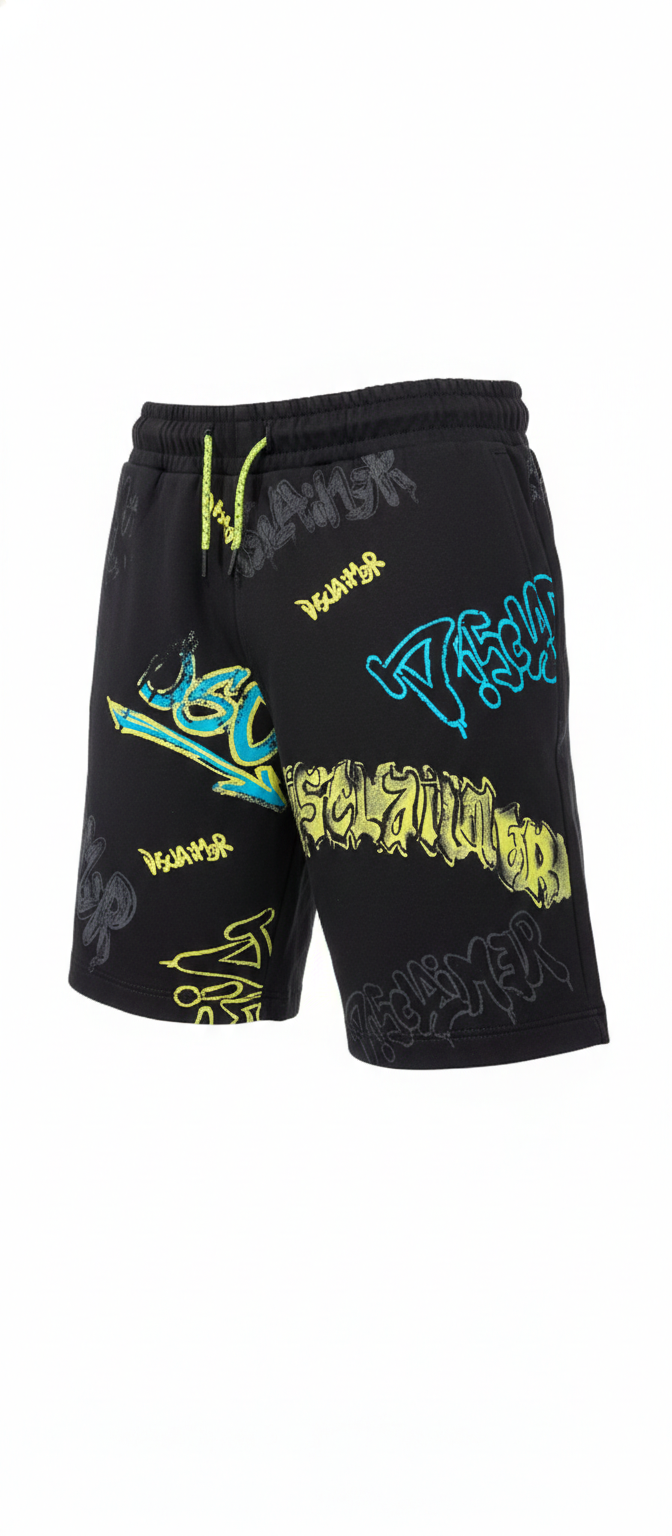Shorts Jersey Black Graffiti All-Over