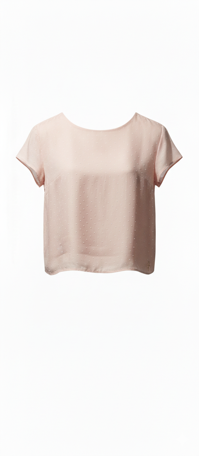 Blusa Cropped Rosa Cipria In Plumetis