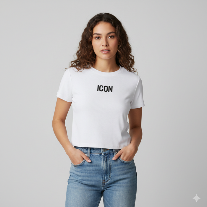 Maglietta Croped A Costine Bianco