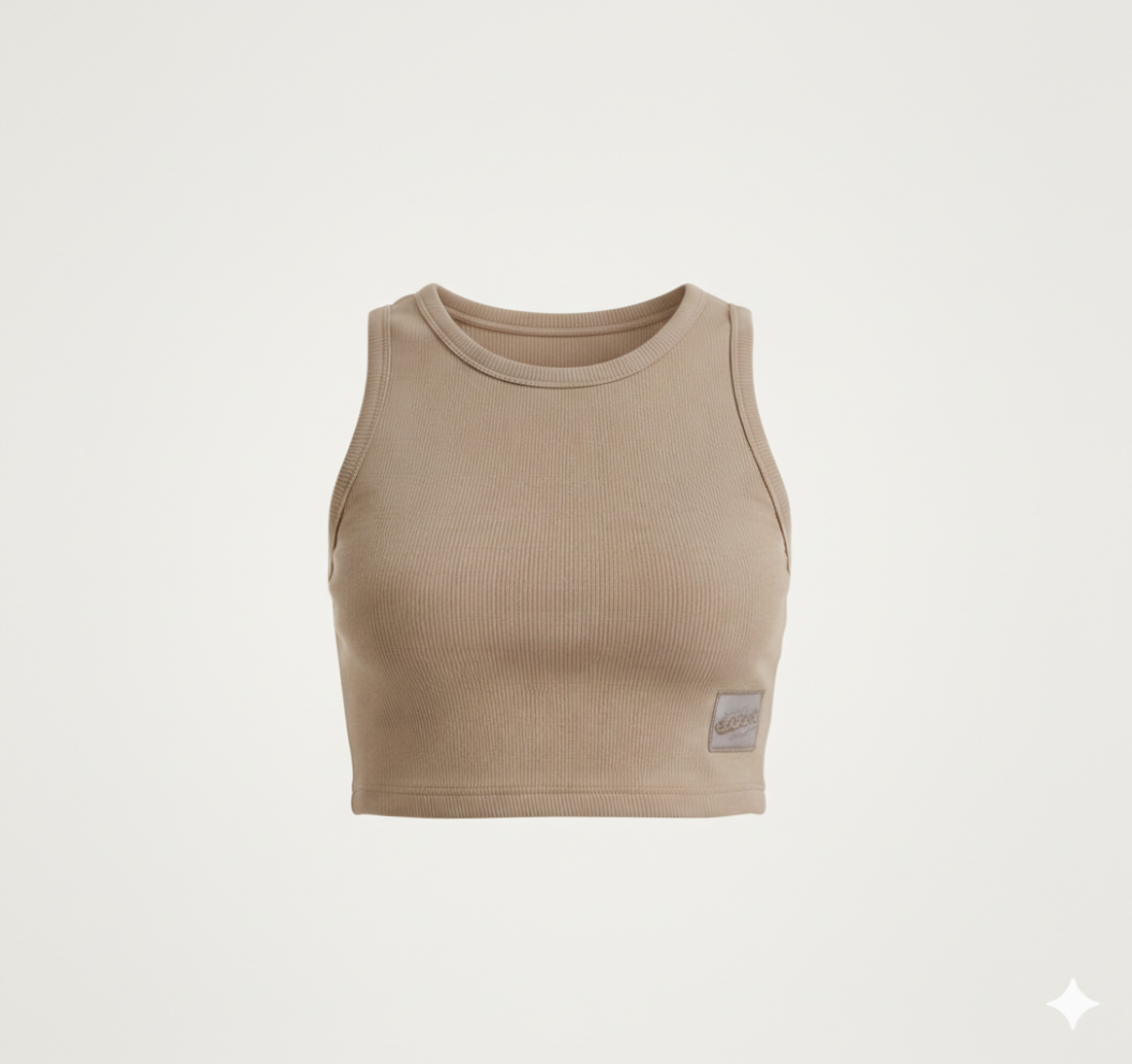 Top Crop Smanicato Color Tortora