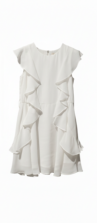 Vestito Bianco Elegante Con Maniche Ad Ala