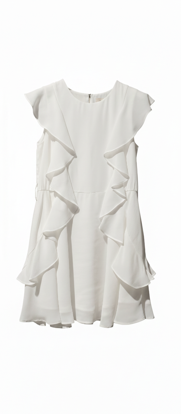 Vestito Bianco Elegante Con Maniche Ad Ala