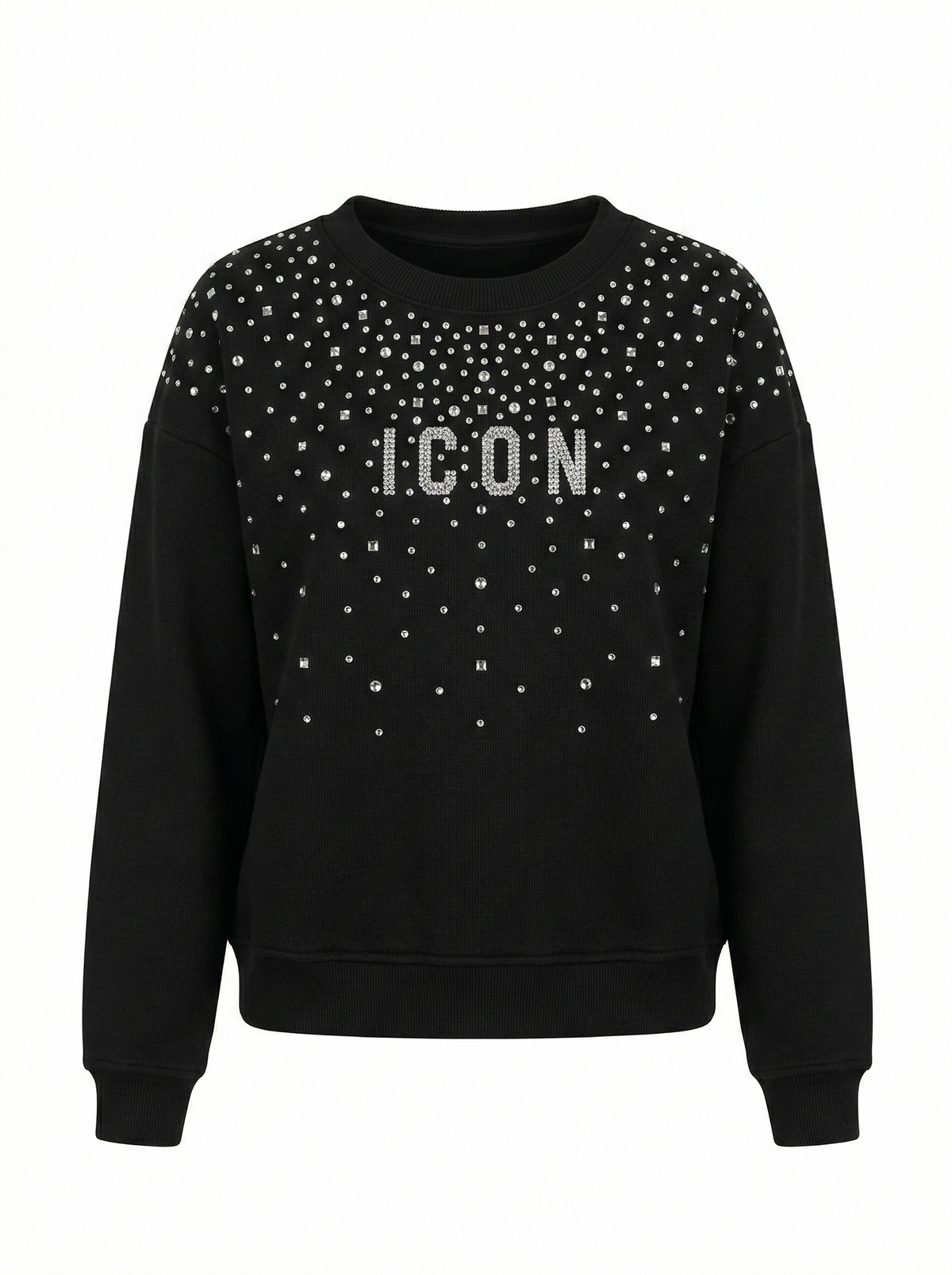 Felpa Icon Con Strass Nera