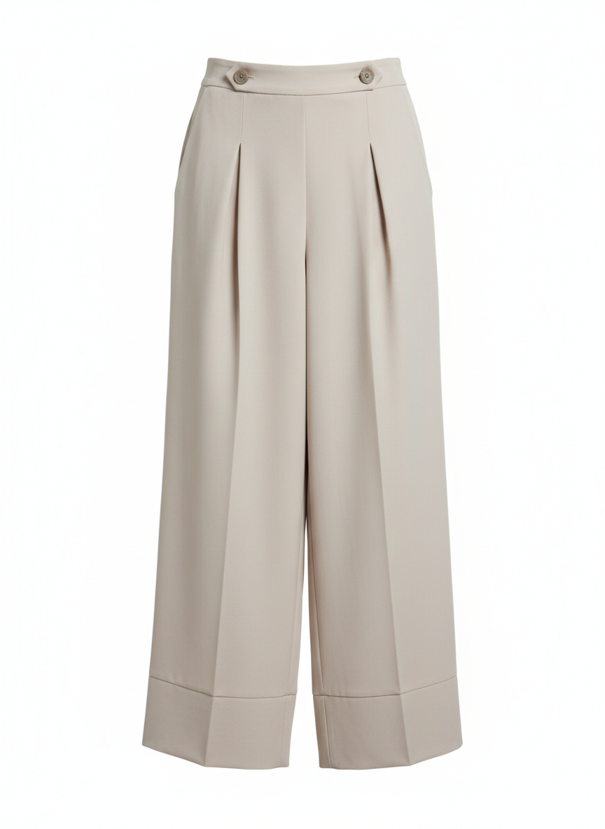 Pantaloni Con Polso Alto Beige