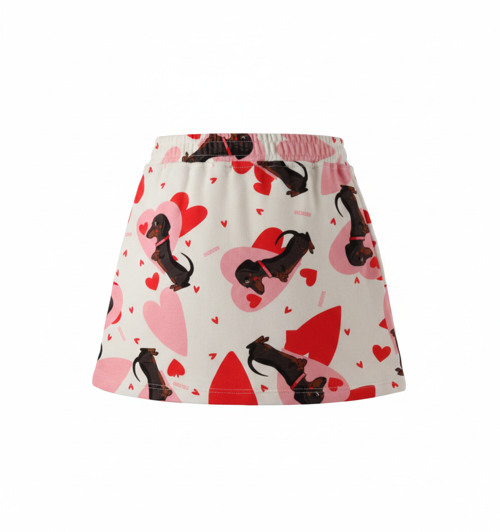 Gonna In Felpa Rosa Tema Basset