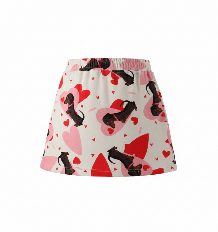 Gonna In Felpa Rosa Tema Basset