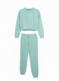 Felpa Crop Arricciata E Joggers Acqua Marina Acqua