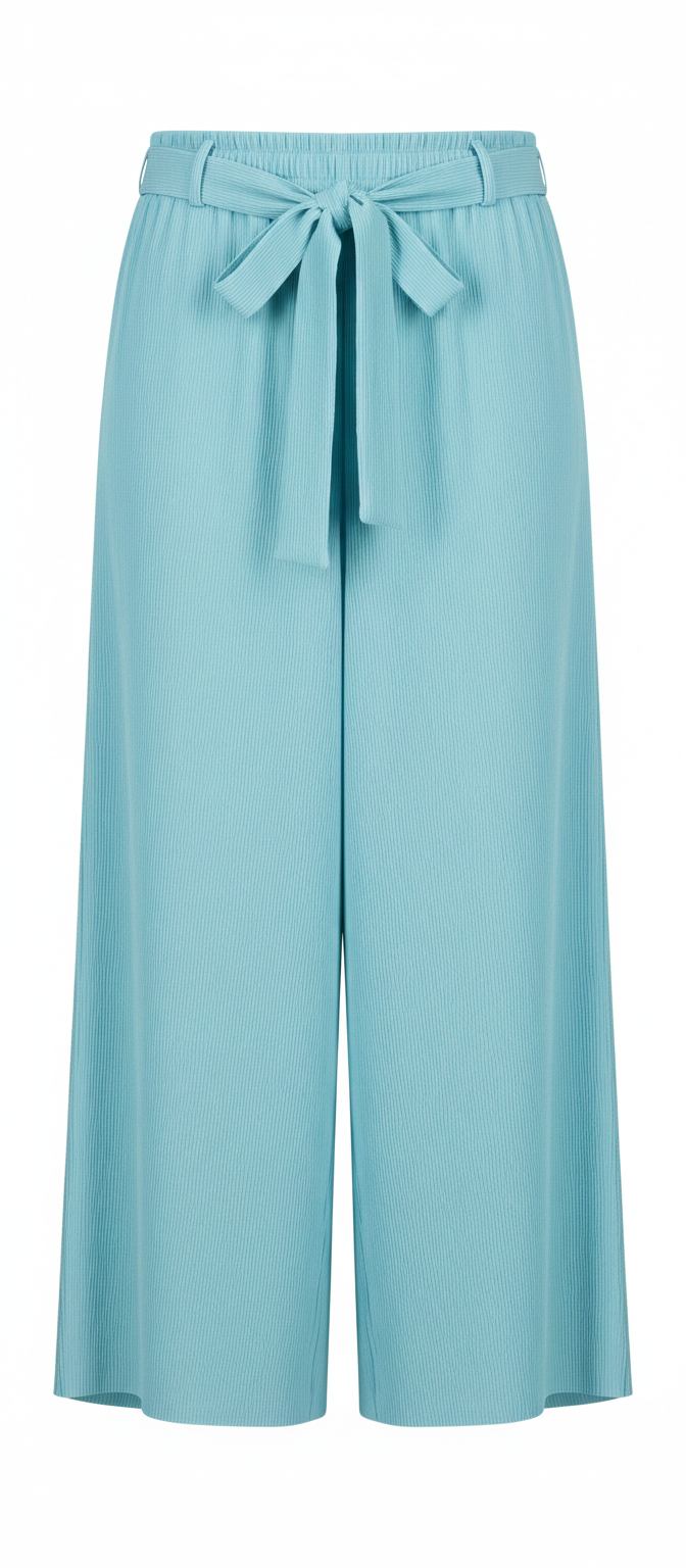 Pantalone Wide-Leg In Tessuto Plissettato Con Fiocco