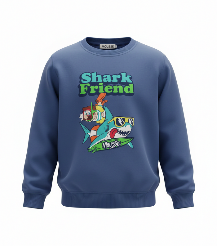 Felpa Girocollo Blu Tema Swimshark