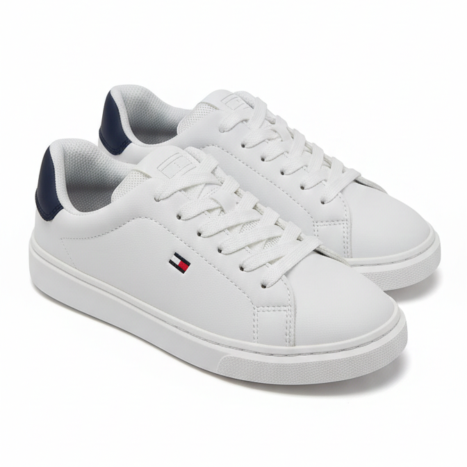Sneaker Bassa Allacciata Bianco Blu