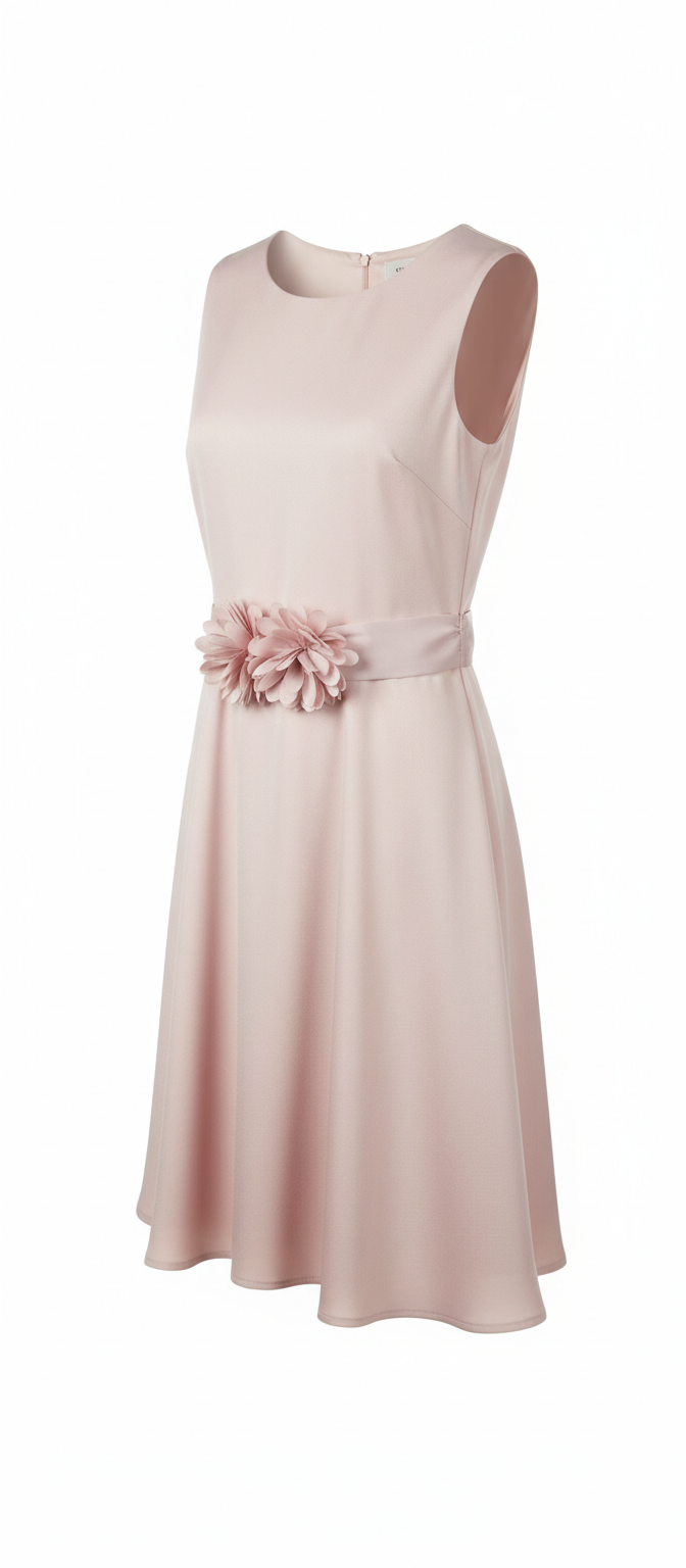 Vestito Smanicato Elegante Rosa Cipria