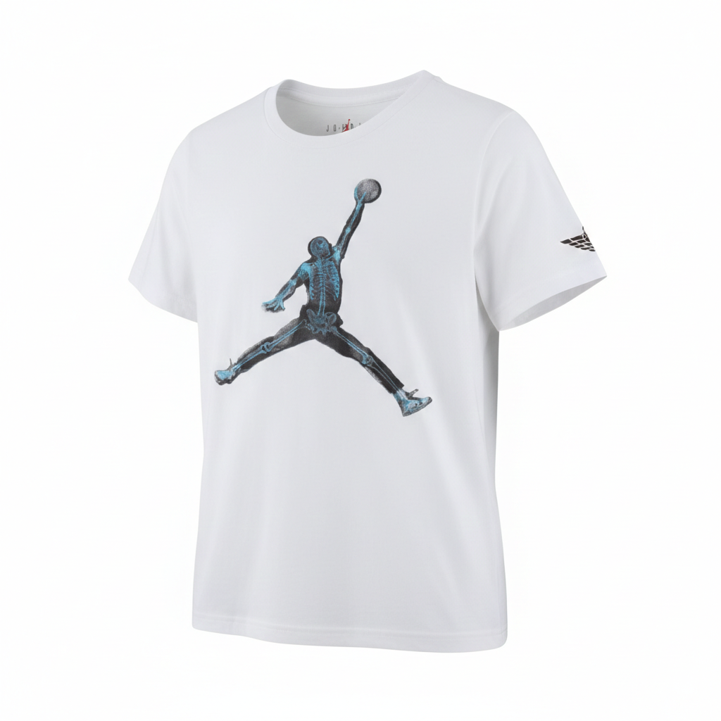 T-Shirt Bianca Skeleton Stampa Davanti