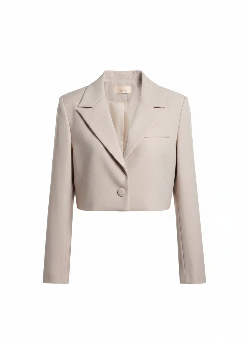 Giacca Corta Monopetto Beige