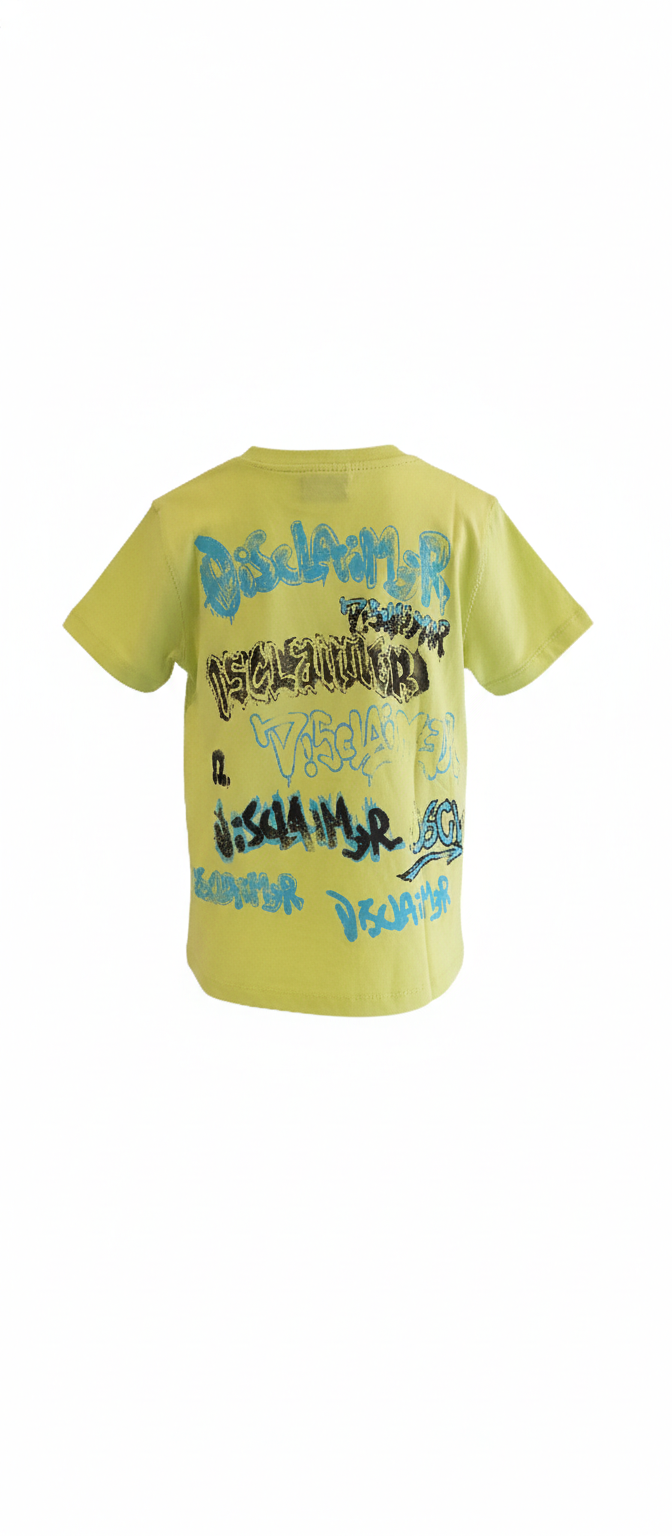 T-Shirt Lime Con Stampa Retro Street Art