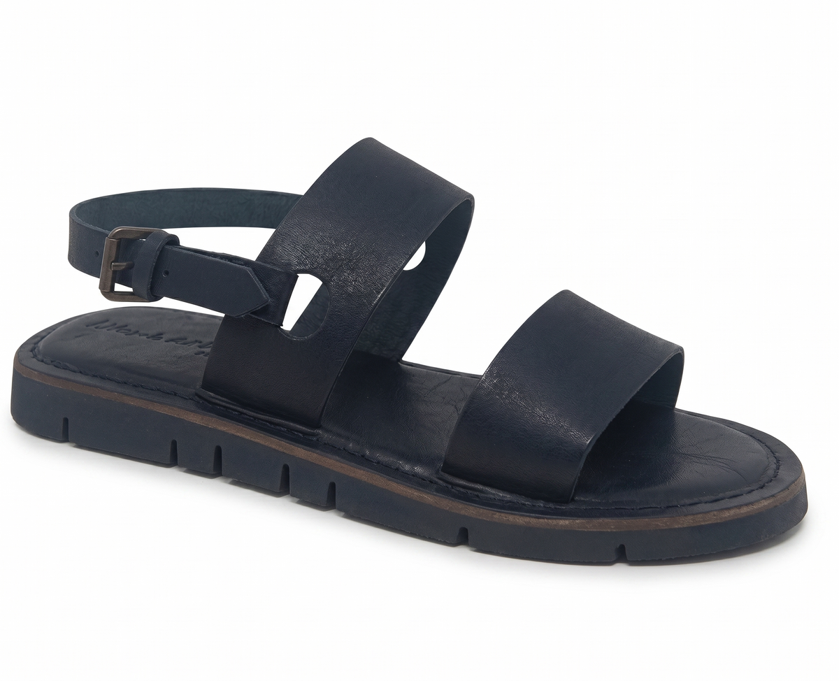 Sandalo Nero In Pelle Da Uomo