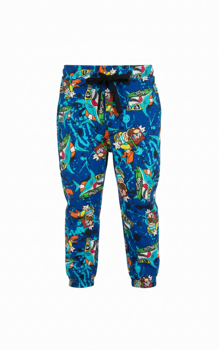 Pantalone Lungo In Felpa Blu Tema Swimshark
