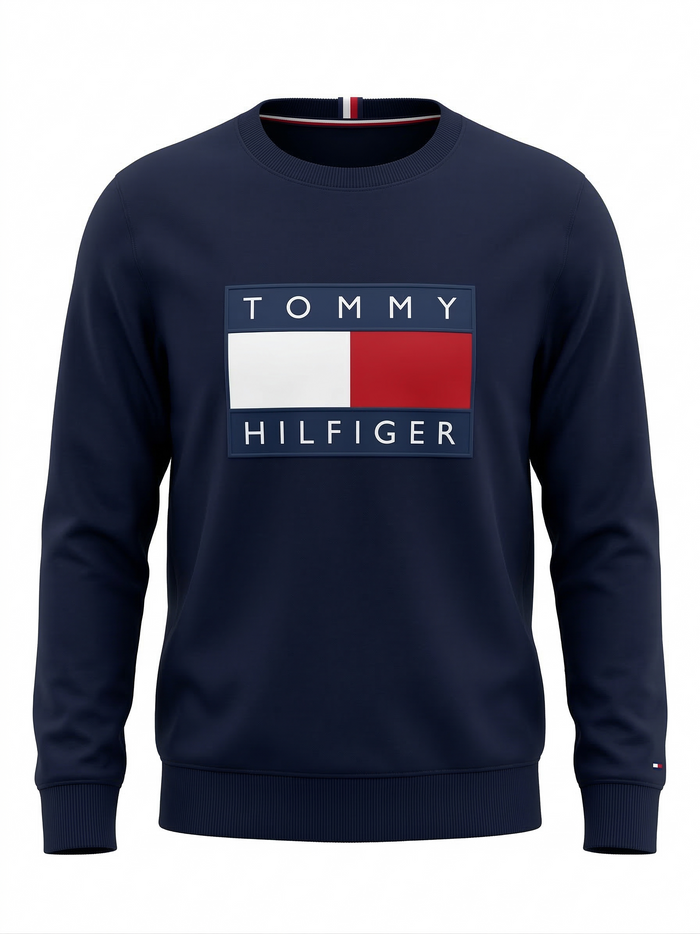 Felpa Girocollo Blu Con Logo
