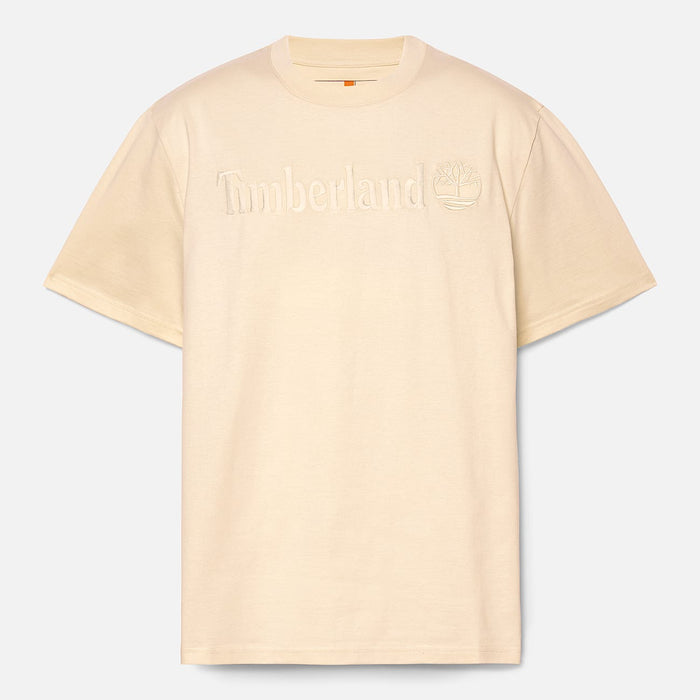 T-Shirt Beige Logo Ricamato Davanti