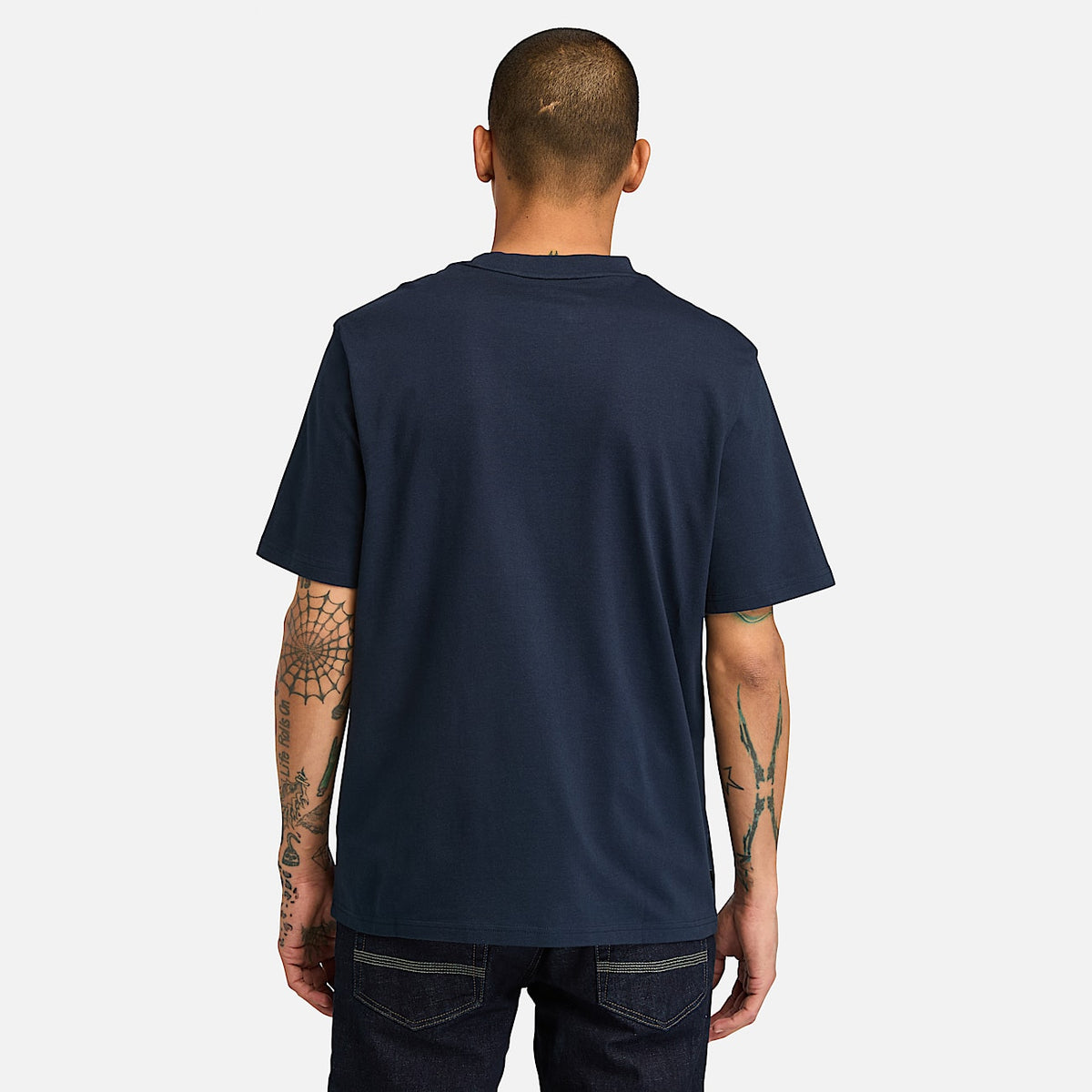 T-Shirt Blu Logo Ricamato Davanti