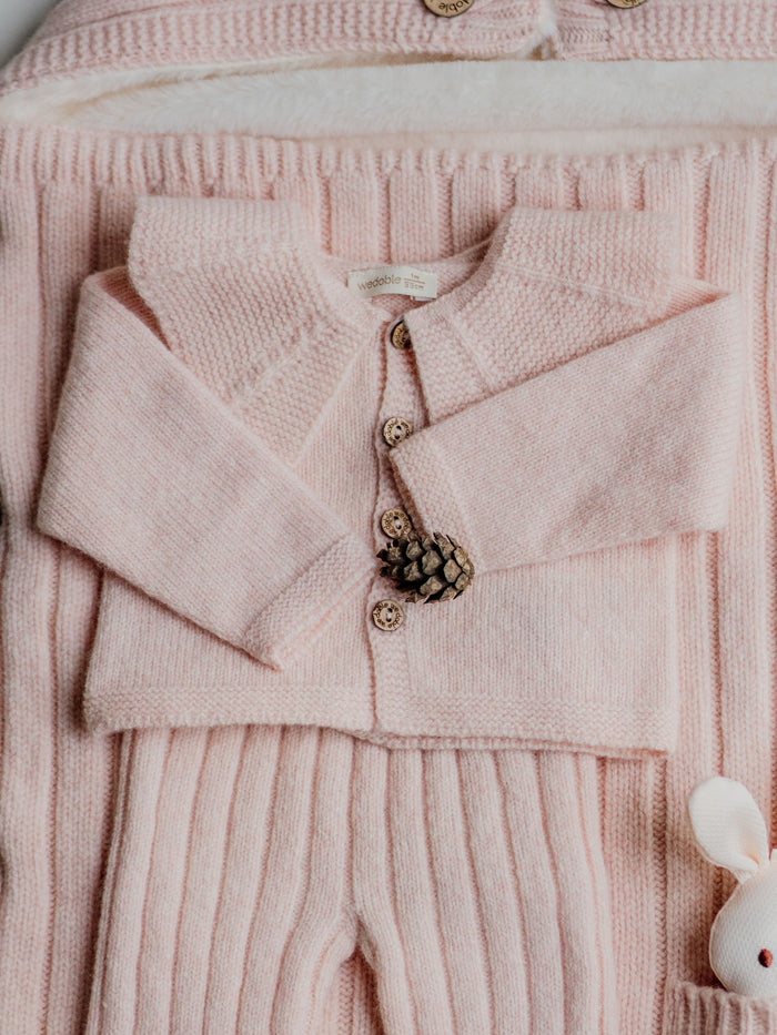 Golfino In Lana Con Colletto Rosa