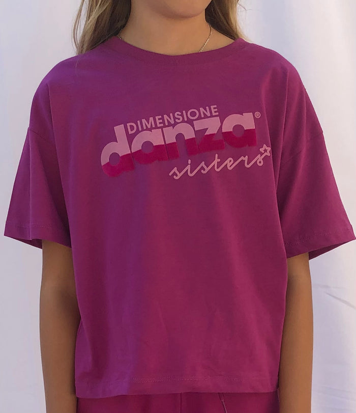 T-Shirt Bimba Spalla Scesa Viola