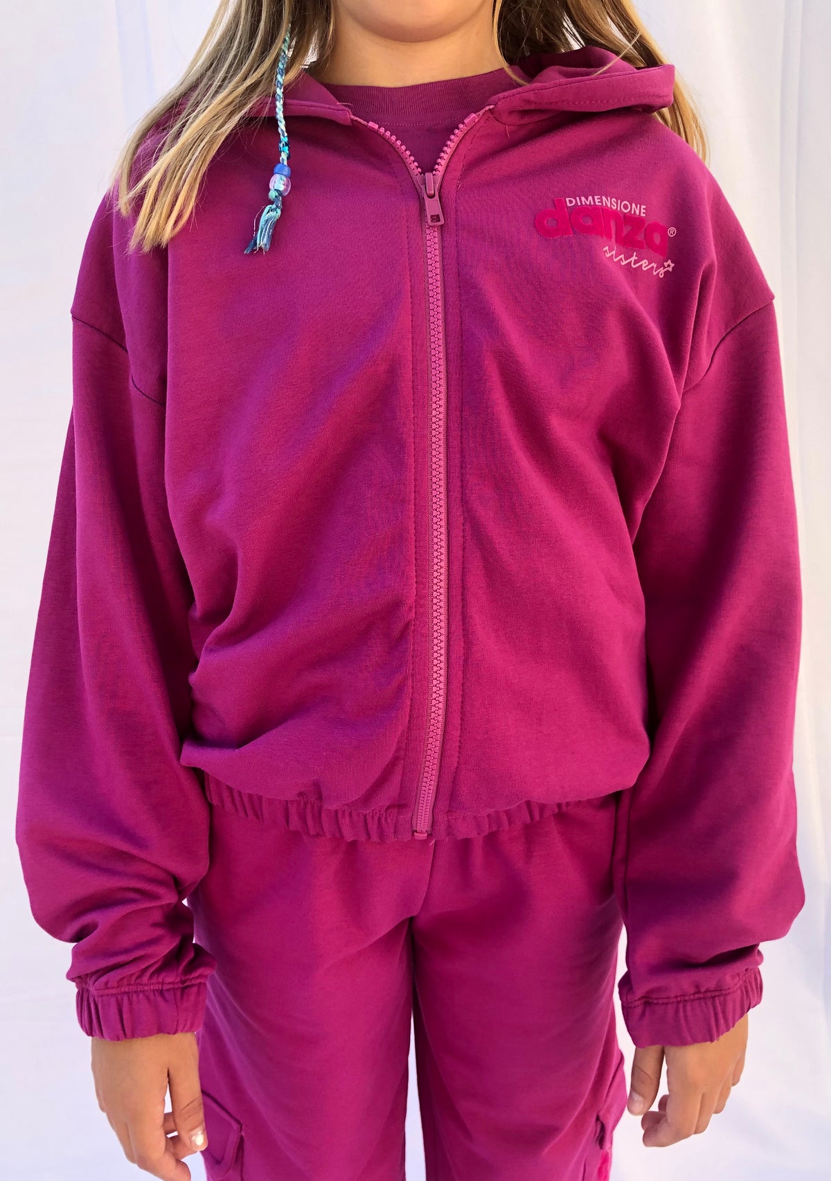 Full Zip Bimba Cappuccio Viola