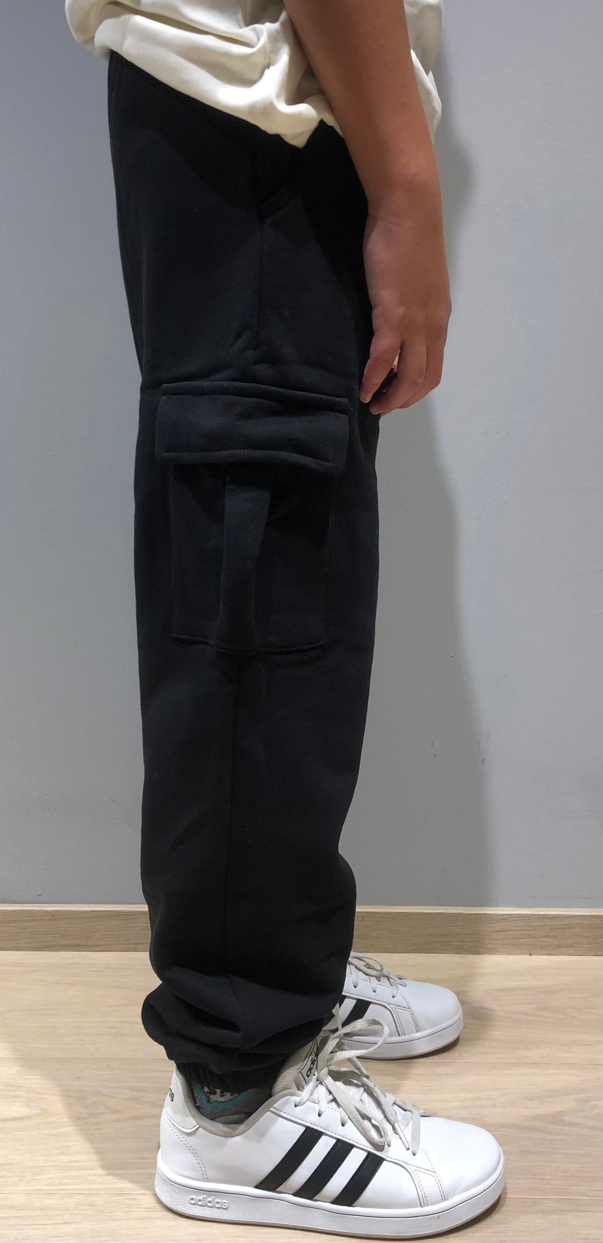 Pantalone Cargo In Felpa Nero