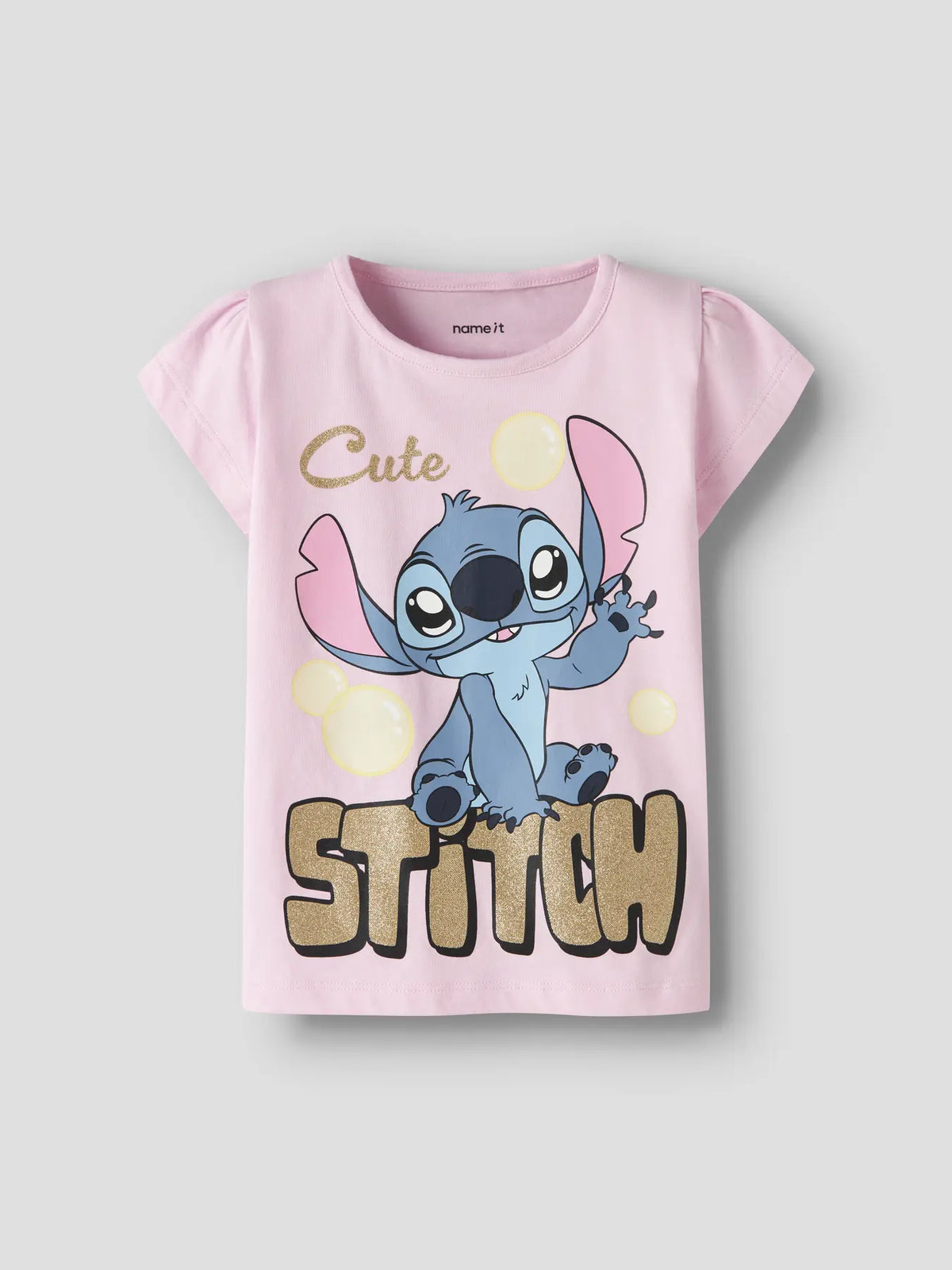 T-Shirt Bimba Rosa Stampa Stich
