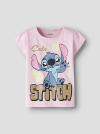 T-Shirt Bimba Rosa Stampa Stich