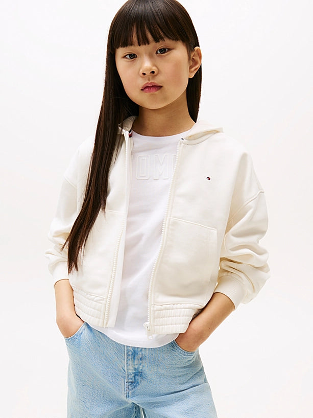 Felpa Puff Zip Panna Ivory Silk