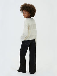 Jeans a Vita Alta e Gamba Larga Neri Denim Black