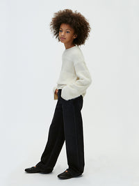Jeans a Vita Alta e Gamba Larga Neri Denim Black