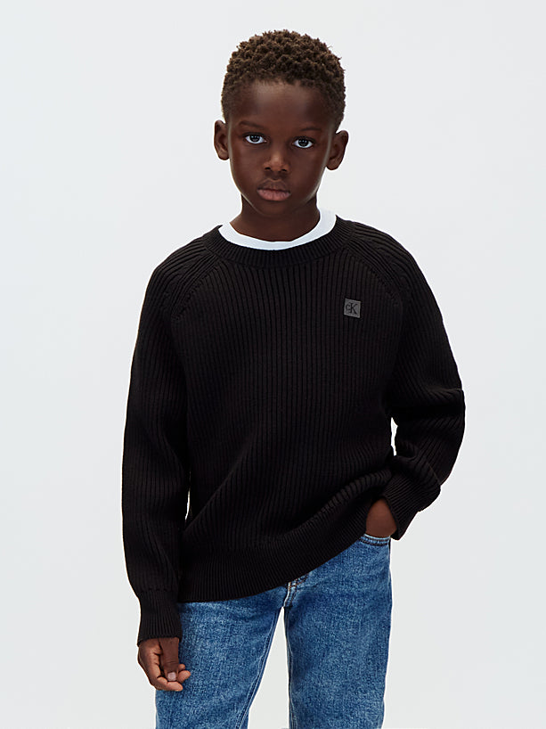 Maglione a Coste Raglan Black